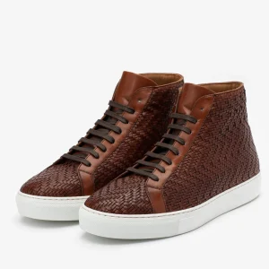 The Hightop Sneaker In Woven Brown Leather | -TAFT Best