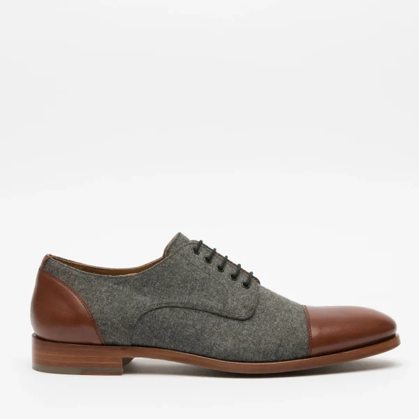 The Jack Shoe - Grey/Brown Leather Shoes | -TAFT Outlet