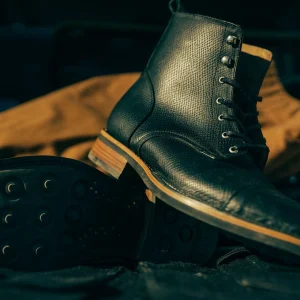 The Legacy Boot In Black Hatch - Reindeer Leather | -TAFT Sale