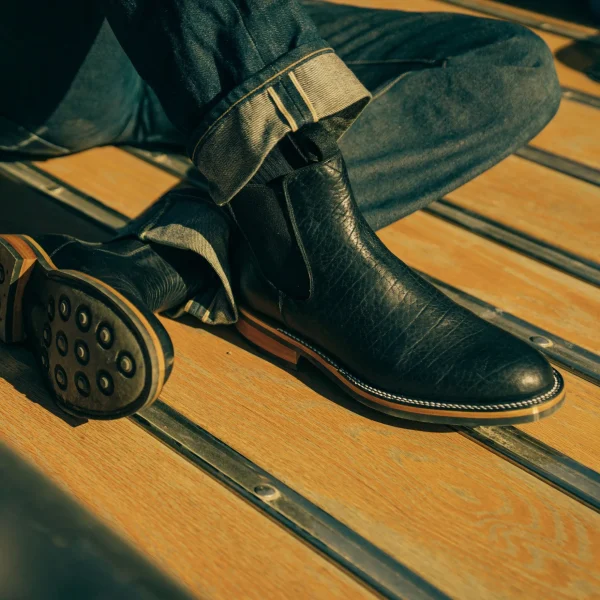 The Legion Boot In Black Bison Leather | -TAFT Best Sale