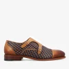 The Lucca Monk Strap Shoe In Navy Woven Leather | -TAFT Discount