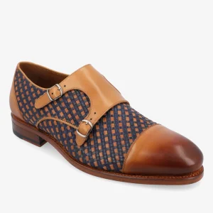 The Lucca Monk Strap Shoe In Navy Woven Leather | -TAFT Discount