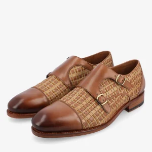 The Lucca Monk Strap Shoe In Brown Woven | -TAFT Store