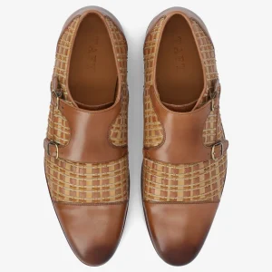 The Lucca Monk Strap Shoe In Brown Woven | -TAFT Store