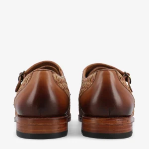 The Lucca Monk Strap Shoe In Brown Woven | -TAFT Store