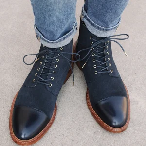 The Troy Boot - Navy Suede Boots | -TAFT Flash Sale